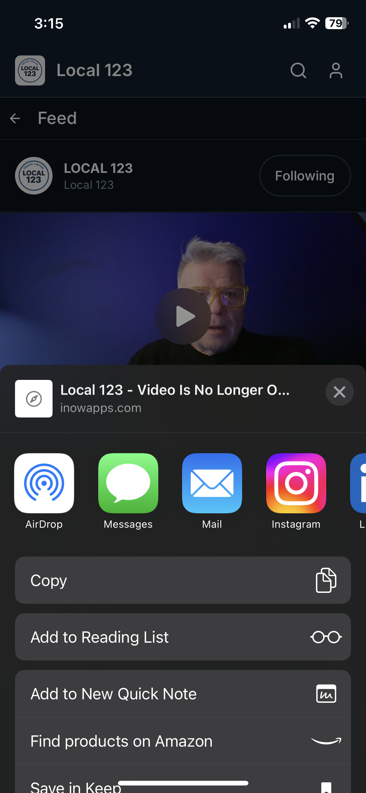 Share content to social